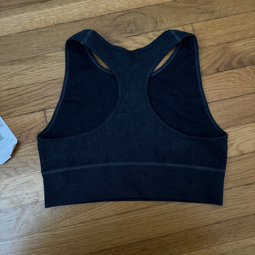 Gray Ribbed Women's Sports Bra - Picture 8 of 10